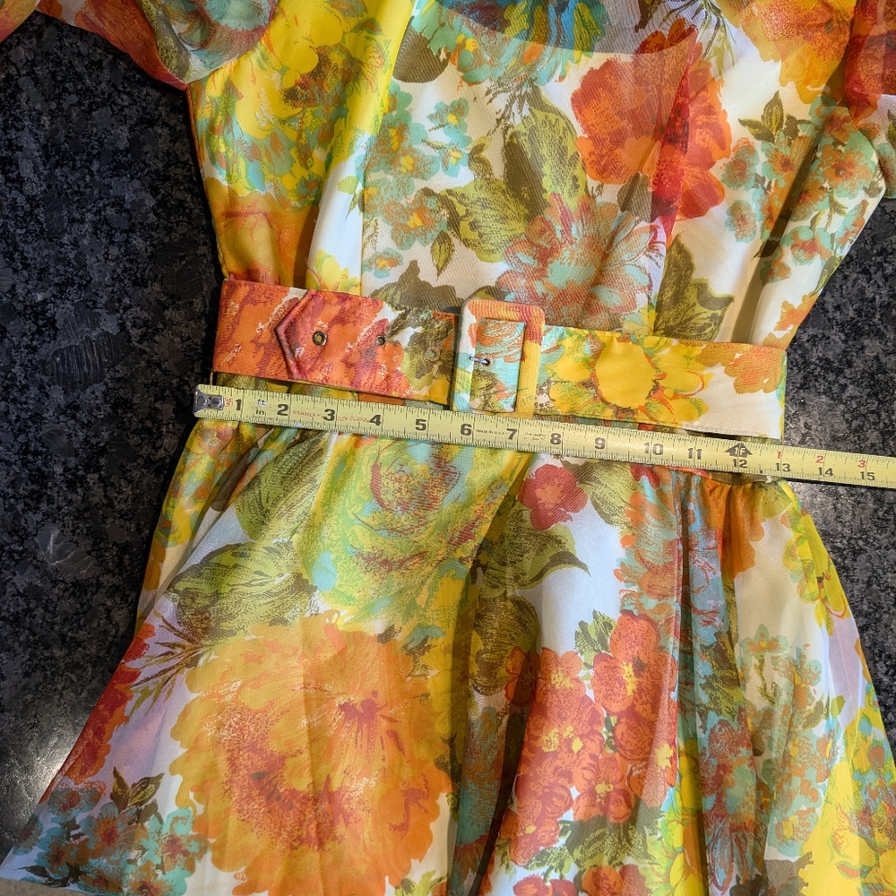 Vintage 1960 Sak’s Fifth Avenue chiffon belted rare dress - Picture 15 of 16